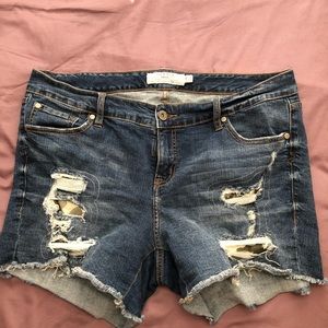 Torrid Distressed Denim Shorts with Camo